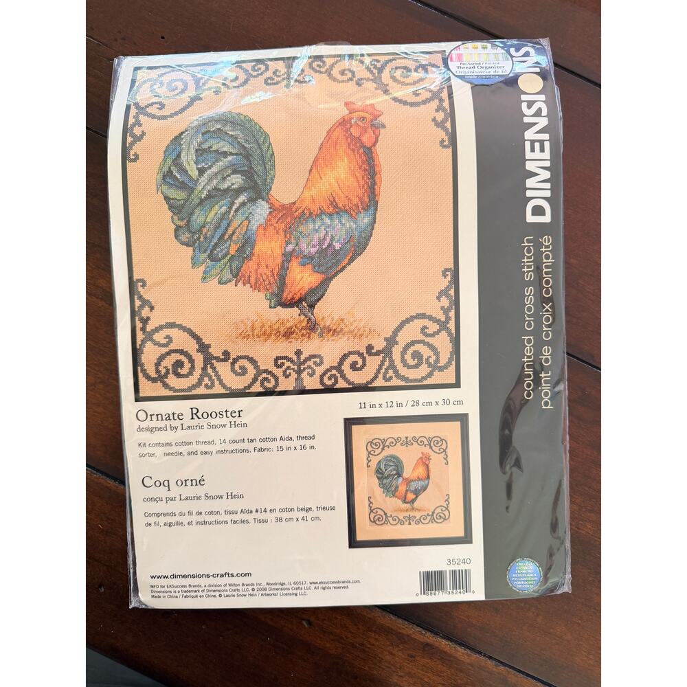 Dimensions Ornate Rooster Cross Stitch Kit #35240 New Sealed Laurie Snow‎ Hein